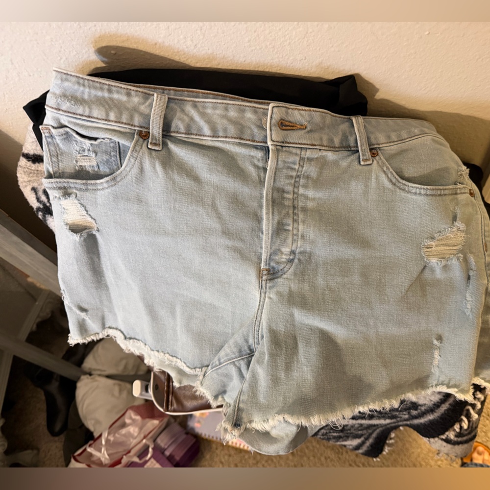 Express Light Wash Distressed Denim Shorts
